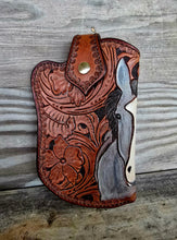 Load image into Gallery viewer, Western Gunslinger Style Tooled Phone Pouch - Grulla Horse
