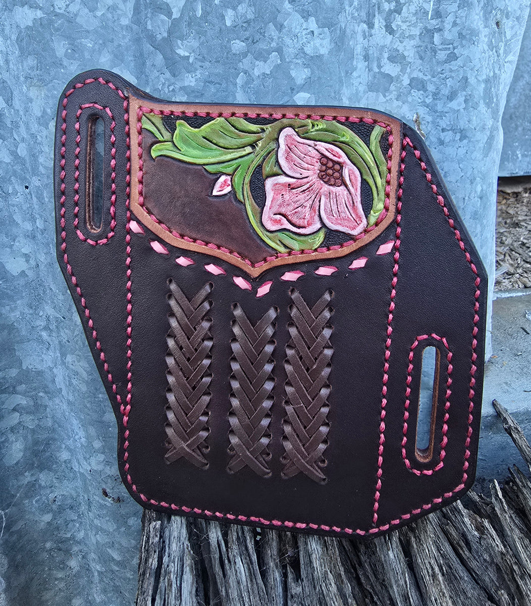 Western Style Belt Phone Pouch - Pink Floral and Lacing – BLUE ROAN ...
