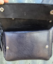 Load image into Gallery viewer, Handmade Genuine Leather Tooled Crossbody Bag with Tooling and Fringe
