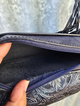 Load image into Gallery viewer, Handmade Genuine Leather Tooled Crossbody Bag with Tooling and Fringe
