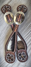 Load image into Gallery viewer, Genuine Leather Ladies Spur Straps with Hair On Hide Inlay and Tooling
