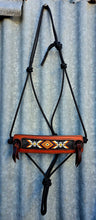 Load image into Gallery viewer, BEADED BRONC NOSE HALTER -Black/Orange/white
