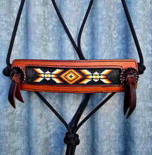 Load image into Gallery viewer, BEADED BRONC NOSE HALTER -Black/Orange/white
