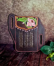 Load image into Gallery viewer, Western Style Belt Phone Pouch - Pink Floral and Lacing
