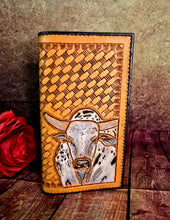 Load image into Gallery viewer, Genuine Leather Hand Carved Western Roper Wallet 'Playin With The Big Boys'
