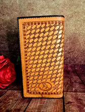 Load image into Gallery viewer, Genuine Leather Hand Carved Western Roper Wallet 'Playin With The Big Boys'
