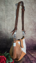 Load image into Gallery viewer, Hair On Hide Cowgirl Bucket Bag with Tooled Strap Genuine Leather
