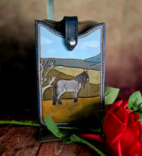 Load image into Gallery viewer, Western Style Tooled Phone or Saddle Pouch - Australian Brumby

