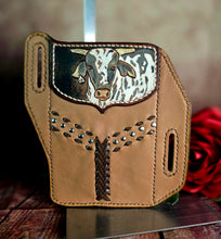 Load image into Gallery viewer, Western Style Belt Phone Pouch - Bucking Bull and Lace
