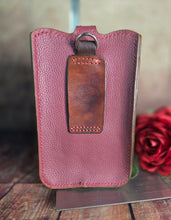 Load image into Gallery viewer, Western Style Tooled Phone or Saddle Pouch - Appaloosa Horse with Basket Stamping
