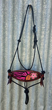 Load image into Gallery viewer, BRONC NOSE HALTER -Black/Pink Hair on Hide with Tooling
