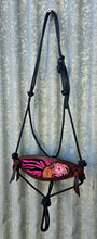 Load image into Gallery viewer, BRONC NOSE HALTER -Black/Pink Hair on Hide with Tooling
