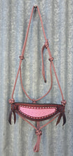 Load image into Gallery viewer, BRONC NOSE HALTER -Pink/White/Mahogany with Buck Stitching - COB
