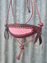 Load image into Gallery viewer, BRONC NOSE HALTER -Pink/White/Mahogany with Buck Stitching - COB

