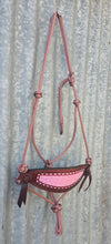 Load image into Gallery viewer, BRONC NOSE HALTER -Pink/White/Mahogany with Buck Stitching - COB

