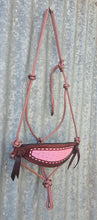 Load image into Gallery viewer, BRONC NOSE HALTER -Pink/White/Mahogany with Buck Stitching - COB
