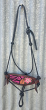 Load image into Gallery viewer, BRONC NOSE HALTER -Black/Pink Hair on Hide with Tooling
