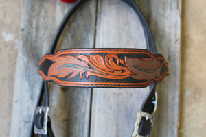 Dark Horse Collection - Feather Tooled Brow Headstall "Coyote"