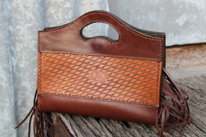 Handmade Genuine Leather 'Lady Longhorn' Purse with Fringe