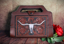 Load image into Gallery viewer, Tooled Longhorn Leather Clutch
