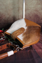 Load image into Gallery viewer, Hair On Hide Cowgirl Bucket Bag with Tooled Strap Genuine Leather
