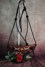 Load image into Gallery viewer, BEADED BRONC NOSE HALTER -Black/Orange/white
