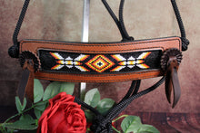 Load image into Gallery viewer, BEADED BRONC NOSE HALTER -Black/Orange/white
