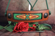 Load image into Gallery viewer, BEADED BRONC NOSE HALTER -Green/Orange
