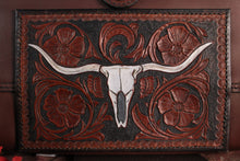 Load image into Gallery viewer, Tooled Longhorn Leather Clutch
