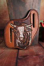 Load image into Gallery viewer, PANCAKE STYLE POCKET KNIFE POUCH - Rodeo Bull
