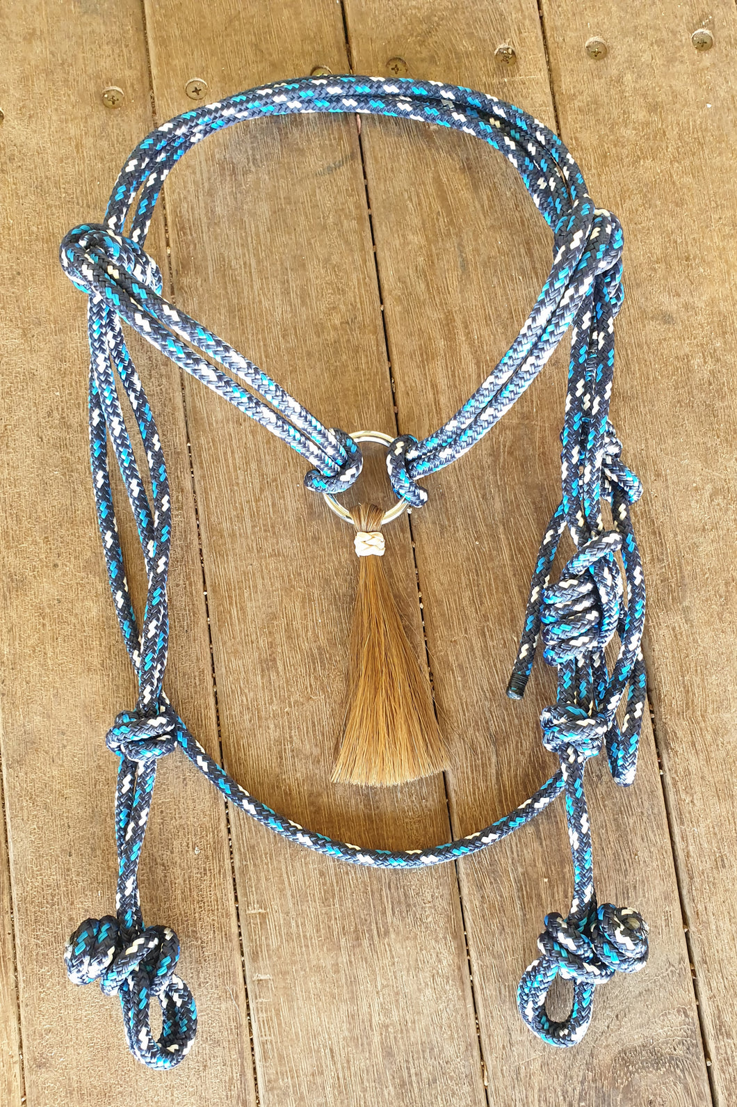 KNOTTED BRIDLE HEAD with REAL HORSEHAIR TASSEL