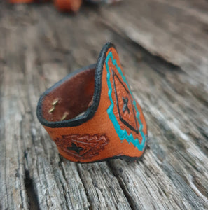 GENUINE LEATHER HAND PAINTED RING- 000201R