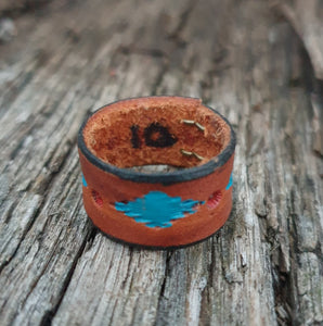 GENUINE LEATHER HAND PAINTED RING- 000208R