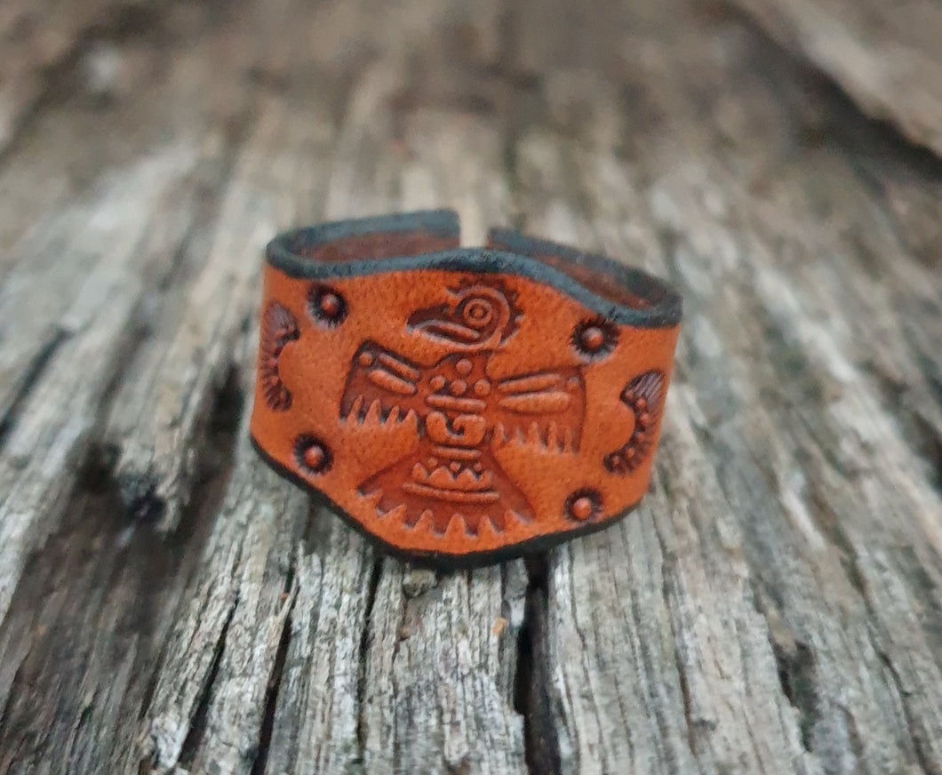 GENUINE LEATHER THUNDERBIRD RING- 000205R