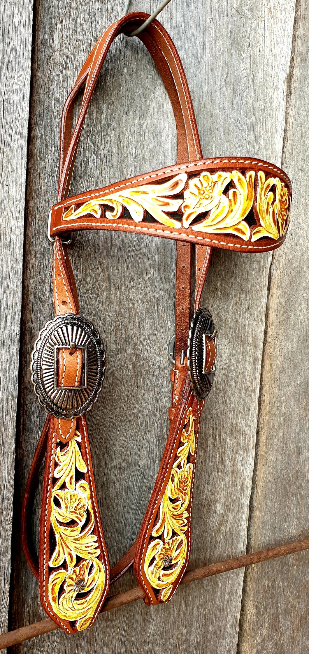 FLORAL CARVED BUCKAROO STYLE HEADSTALL