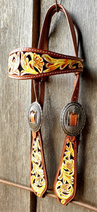 FLORAL CARVED BUCKAROO STYLE HEADSTALL