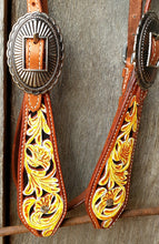 Load image into Gallery viewer, FLORAL CARVED BUCKAROO STYLE HEADSTALL
