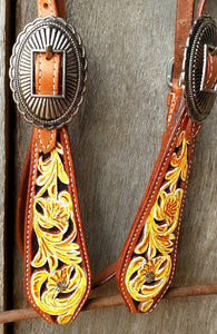 FLORAL CARVED BUCKAROO STYLE HEADSTALL