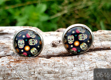 Load image into Gallery viewer, 12MM ROUND CAB COWGIRL CANDY EARRINGS - SUGAR SKULLS COLLECTION
