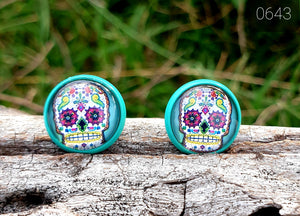 12MM ROUND CAB COWGIRL CANDY EARRINGS - SUGAR SKULLS COLLECTION