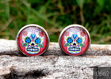 Load image into Gallery viewer, 12MM ROUND CAB COWGIRL CANDY EARRINGS - SUGAR SKULLS COLLECTION
