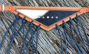 LEATHER FLY MASK - BLACK/WHITE COWHIDE