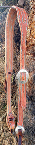 HANDMADE HERMAN OAK SLIP EAR HEADSTALL - Carved Style Buckle