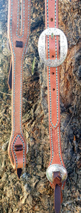 HANDMADE HERMAN OAK SLIP EAR HEADSTALL - Carved Style Buckle