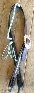 HANDMADE LATIGO and ROO HIDE LACED ONE EARRED HEADSTALL