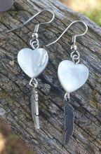 Load image into Gallery viewer, 0804 HEART and FEATHER EARRINGS
