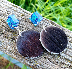 Hair On Hide and Resin Earrings - Cowgirl Meets City Girl 0836