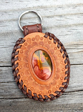 Load image into Gallery viewer, Genuine Leather and Pilbara Jasper Inlaid Key Chain
