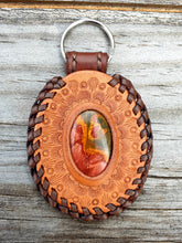 Load image into Gallery viewer, Genuine Leather and Pilbara Jasper Inlaid Key Chain
