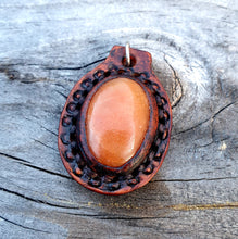 Load image into Gallery viewer, Genuine Leather and Semi Precious Stone Inlay Pendant
